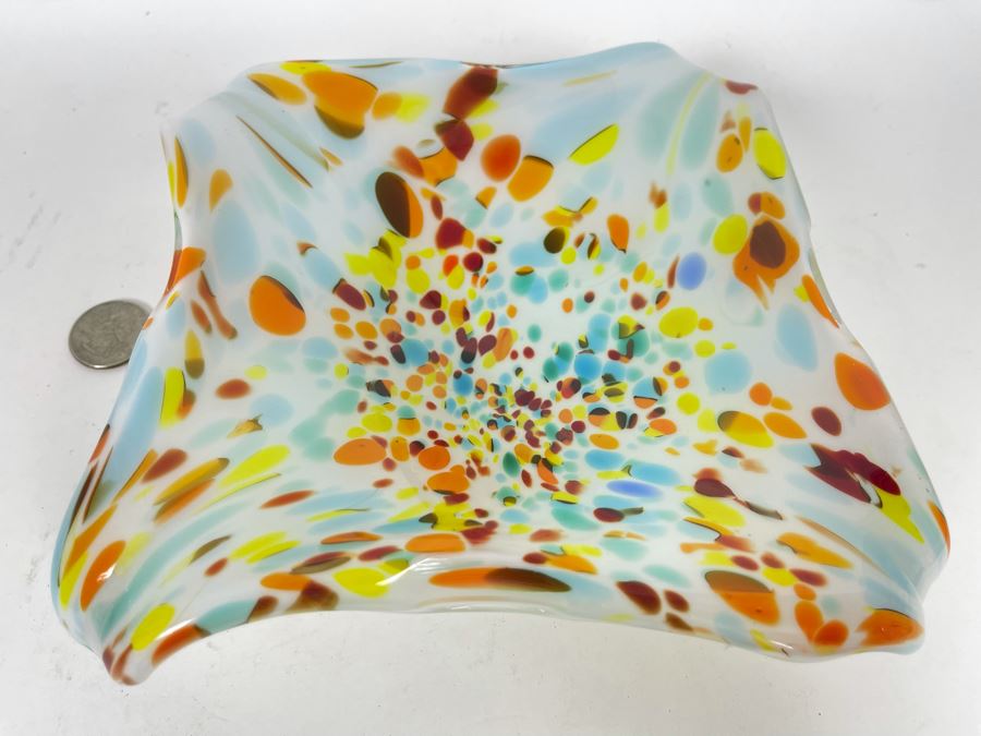 Colored Glass Dish 7.5W X 6D X 2H