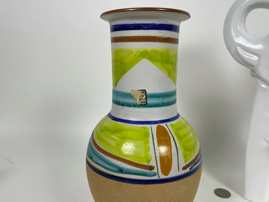 Italian Pottery Vase And White Elephant Figurine From Portugal 13H [Photo 8]