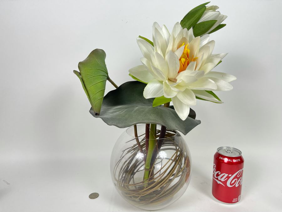 Artificial Floral Arrangement With Glass Vase 17H [Photo 1]
