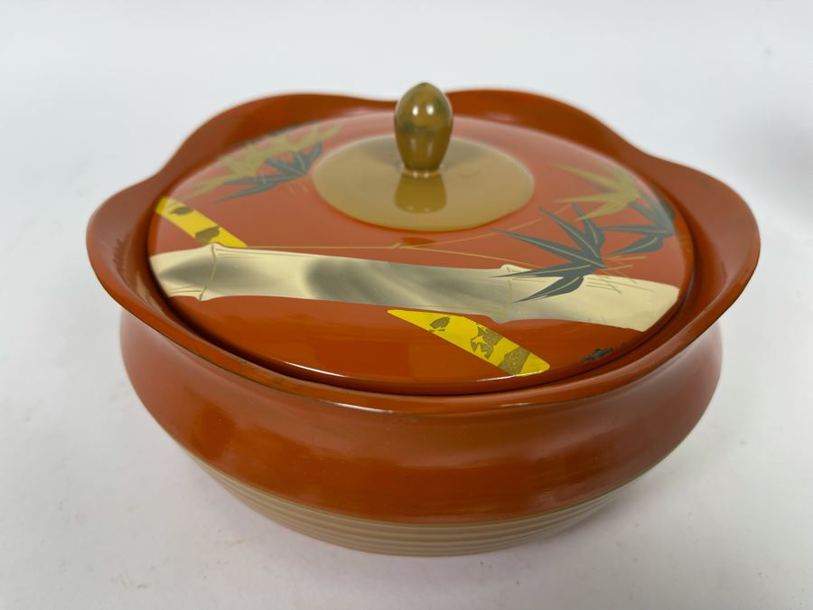 Lacquer Box With Lid Bamboo Motif 7W X 3H [Photo 2]