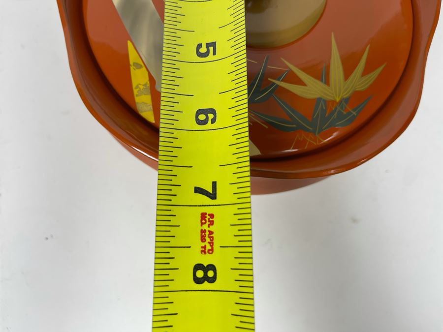 Lacquer Box With Lid Bamboo Motif 7W X 3H [Photo 6]