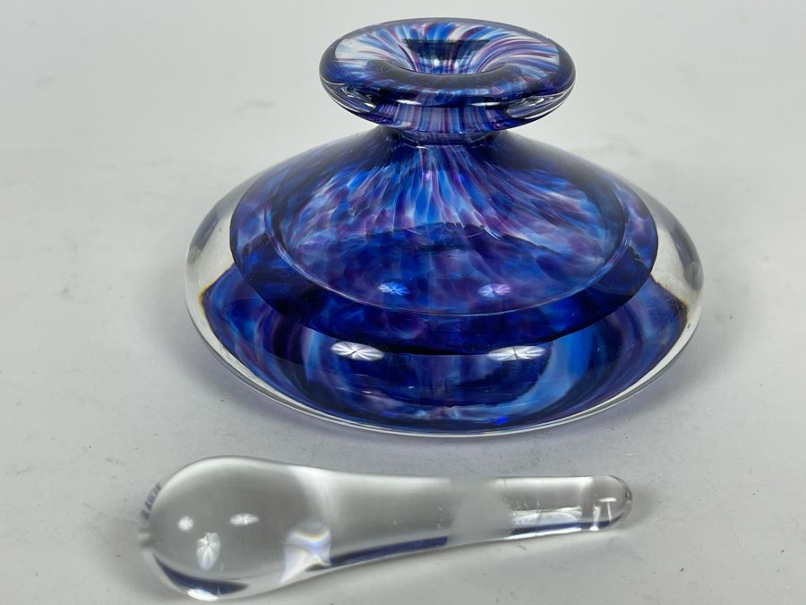 Signed Art Glass Perfume Bottle 3.5H [Photo 4]