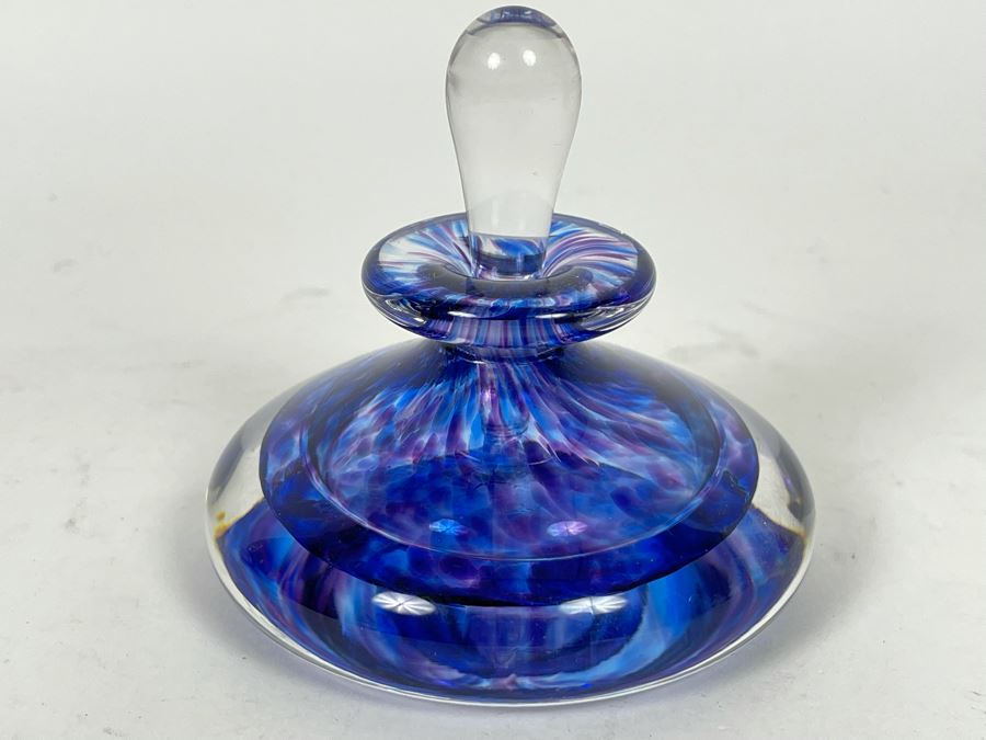 Signed Art Glass Perfume Bottle 3.5H [Photo 1]