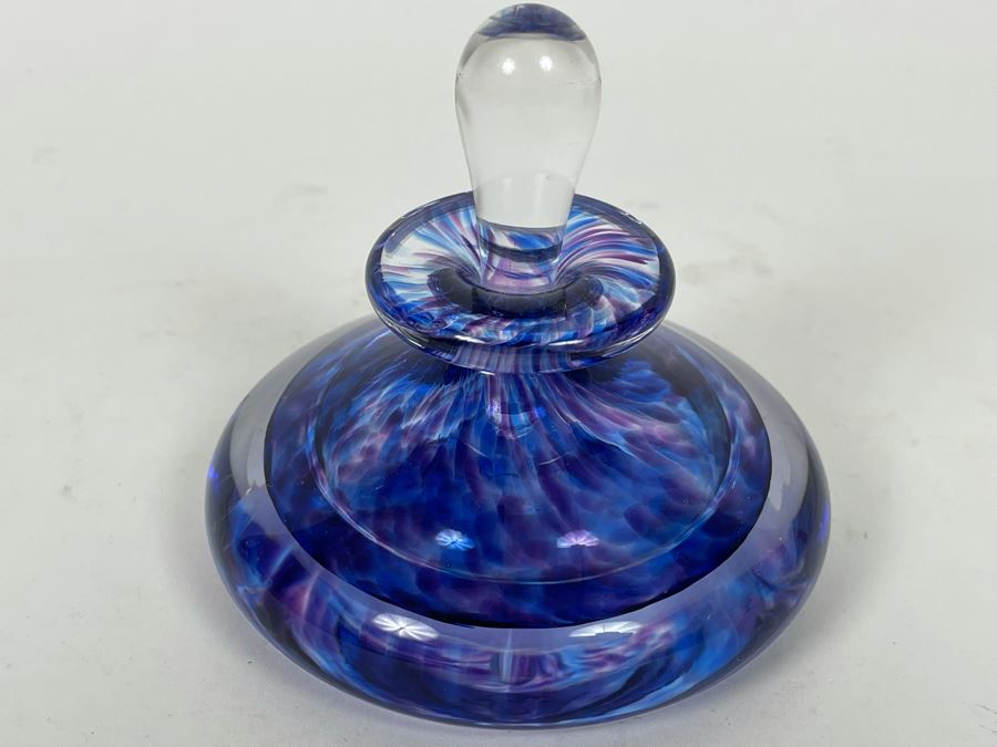 Signed Art Glass Perfume Bottle 3.5H [Photo 3]