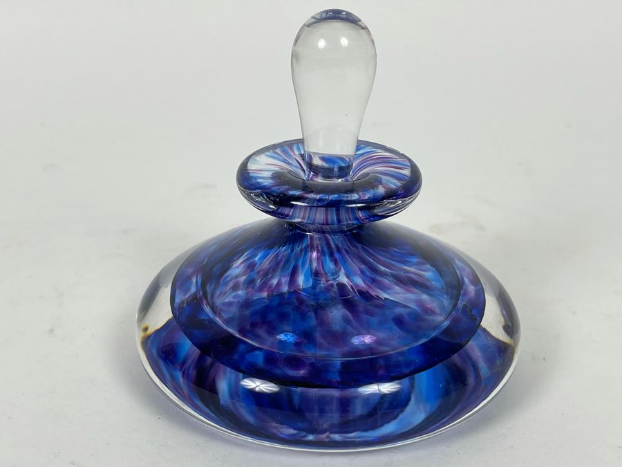 Signed Art Glass Perfume Bottle 3.5H [Photo 2]