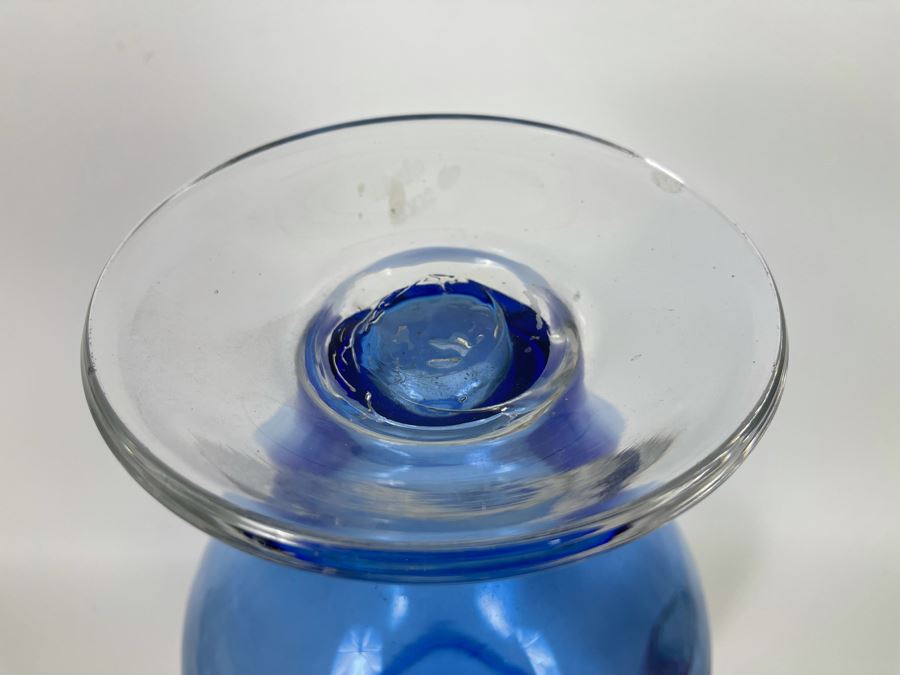 Large Blue Blenko Glass Vase 20H [Photo 6]