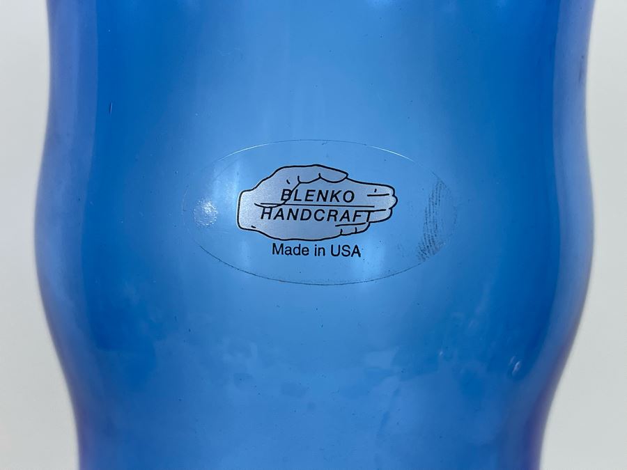 Large Blue Blenko Glass Vase 20H [Photo 3]