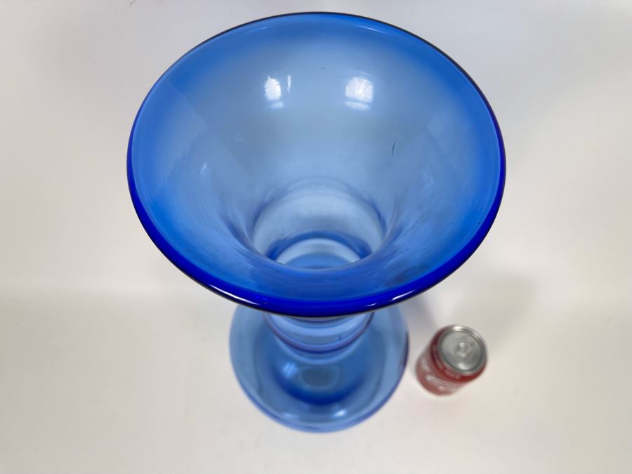 Large Blue Blenko Glass Vase 20H [Photo 4]