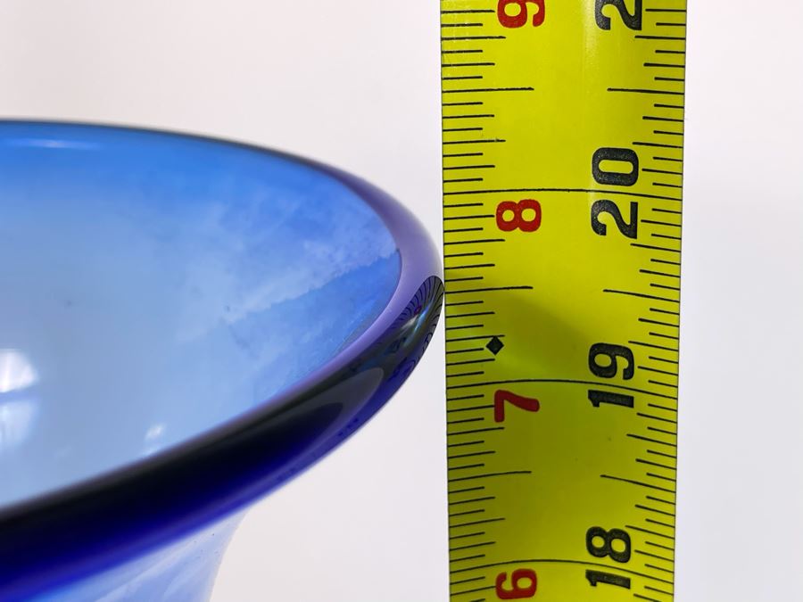 Large Blue Blenko Glass Vase 20H [Photo 8]