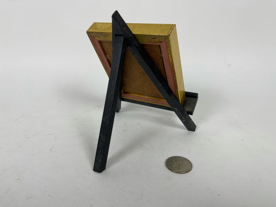 Small Original Signed Mushroom Painting With Stand 3.5W X 4H [Photo 4]