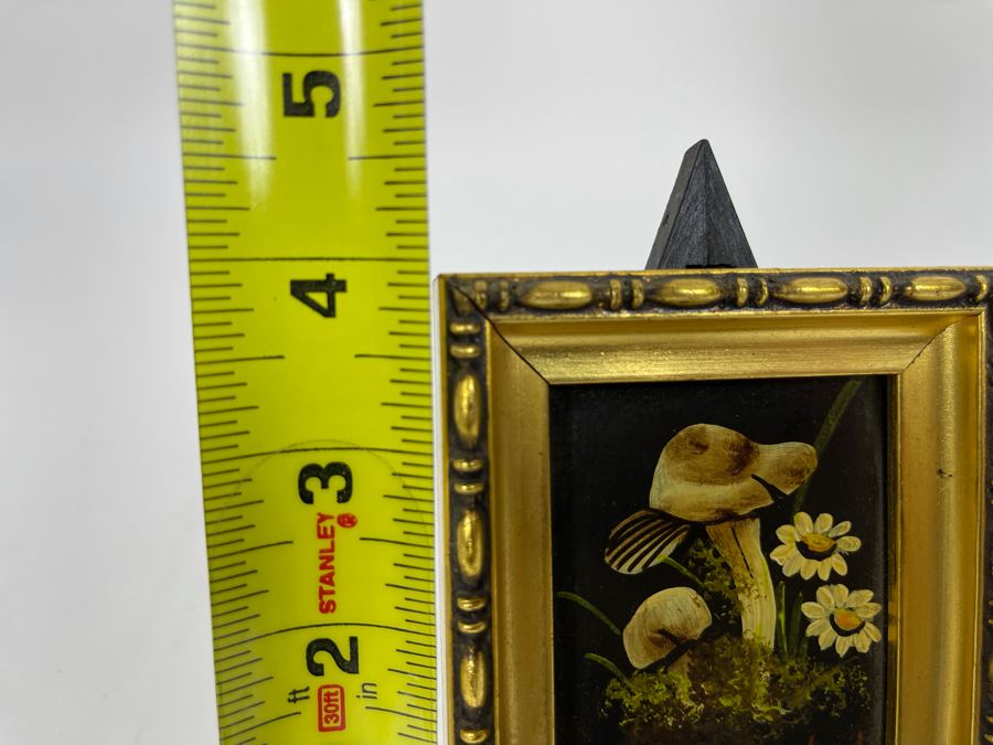 Small Original Signed Mushroom Painting With Stand 3.5W X 4H [Photo 6]