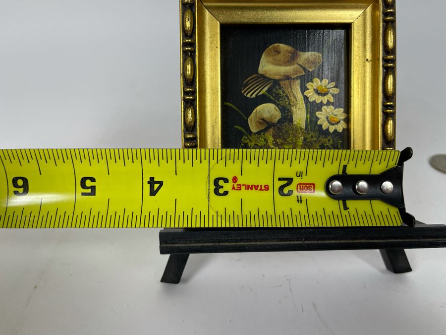 Small Original Signed Mushroom Painting With Stand 3.5W X 4H [Photo 5]