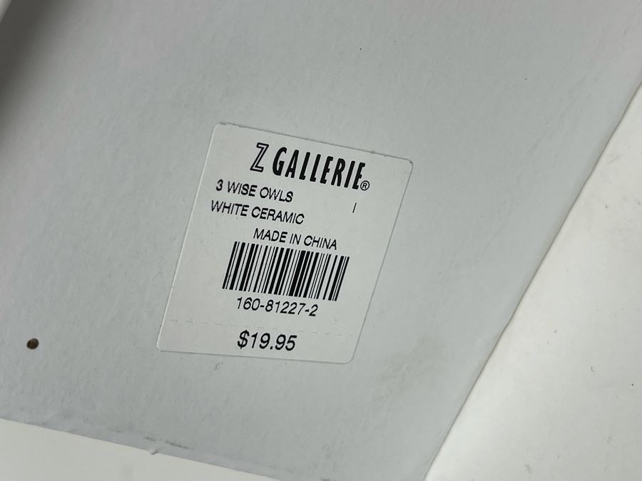 New Z Gallerie White Ceramic Three Wise Owls  [Photo 3]