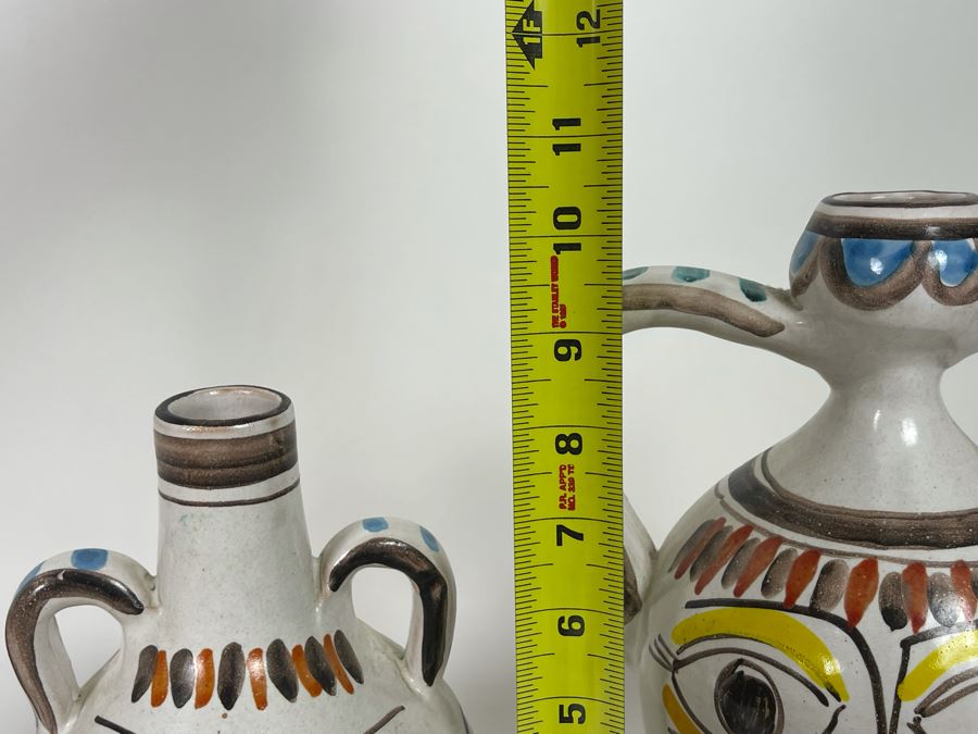 Set Of Three Hand Painted Italian Giovanni DeSimone Art Pottery Pieces Jugs Largest Is 10.5H [Photo 9]