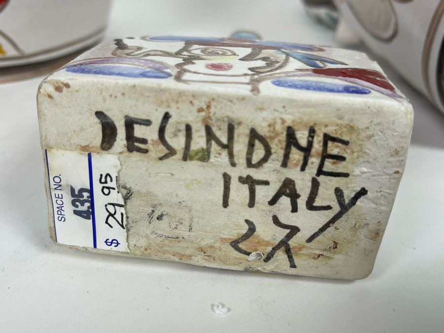 Set Of Three Hand Painted Italian Giovanni DeSimone Art Pottery Pieces Jugs Largest Is 10.5H [Photo 7]