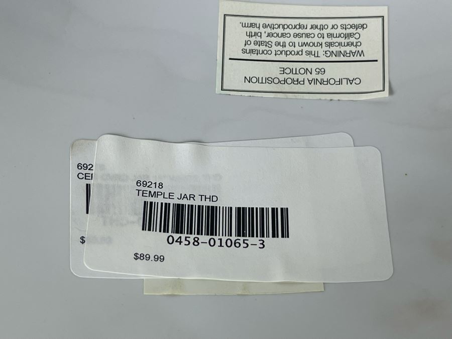 White Decorative Temple Jar With Lid And Tassle 19H Retails $89 [Photo 5]