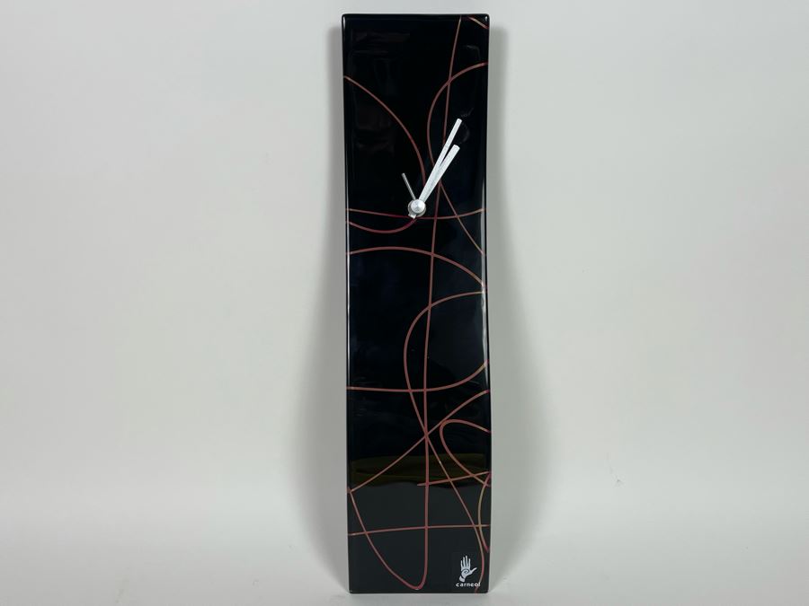 Red And Black S-Shaped Glass Clock By Carneol Made In Hungary Retails $129 [Photo 2]