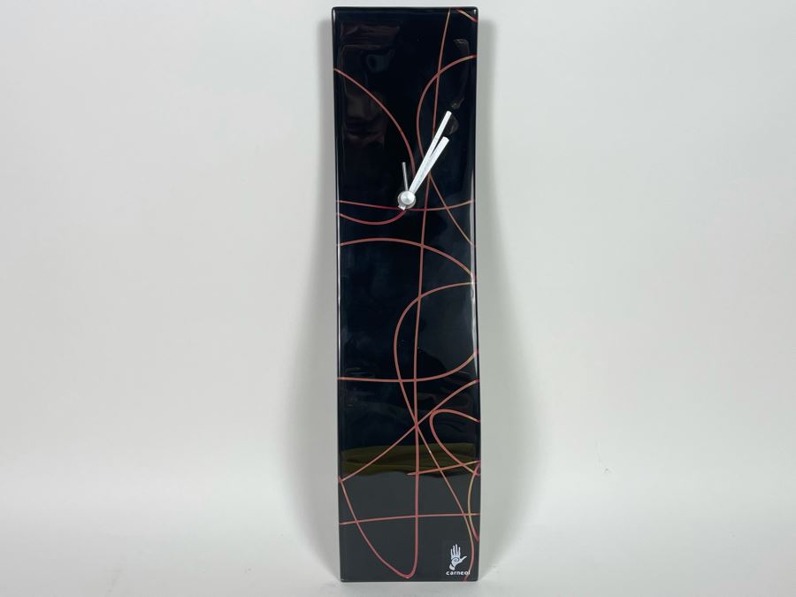 Red And Black S-Shaped Glass Clock By Carneol Made In Hungary Retails $129
