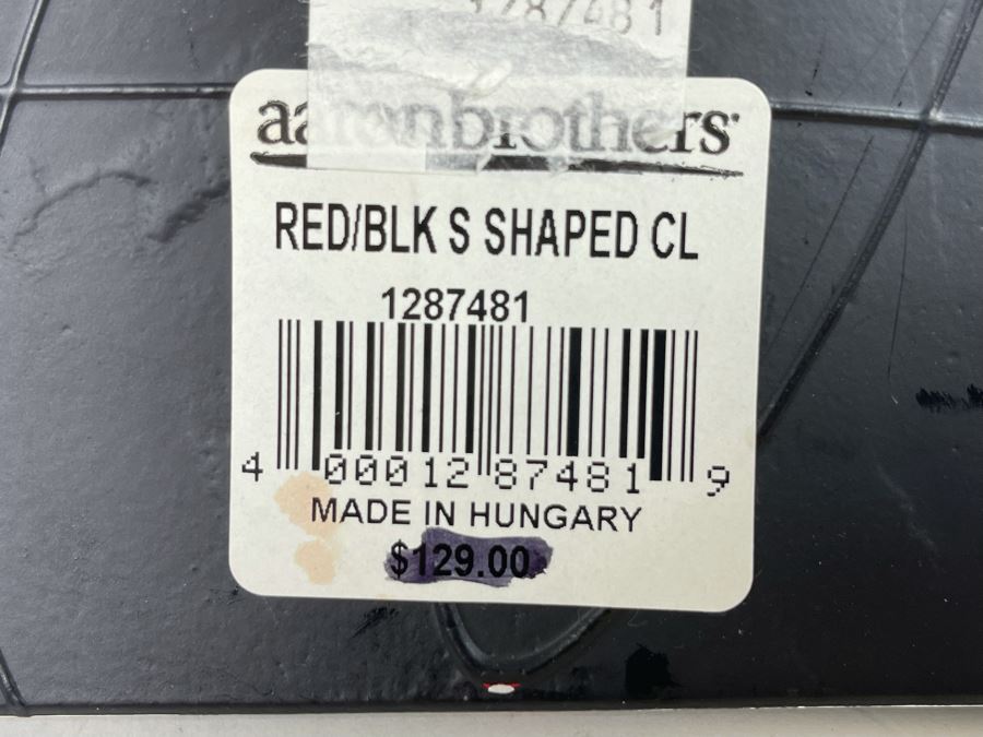 Red And Black S-Shaped Glass Clock By Carneol Made In Hungary Retails $129 [Photo 6]