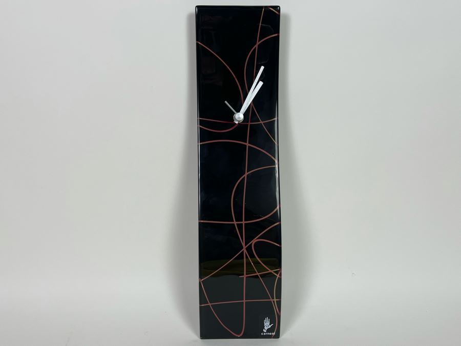 Red And Black S-Shaped Glass Clock By Carneol Made In Hungary Retails $129 [Photo 3]