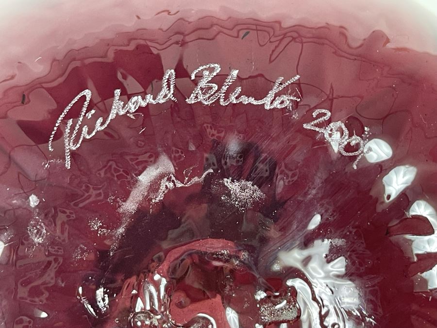 Hand Signed Richard Blenko Glass Pitcher 11H [Photo 2]