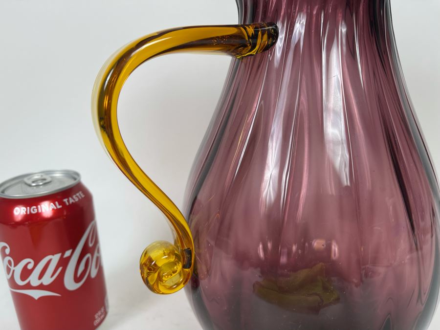 Hand Signed Richard Blenko Glass Pitcher 11H [Photo 6]