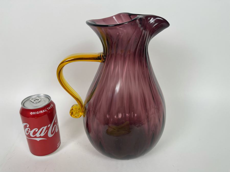 Hand Signed Richard Blenko Glass Pitcher 11H [Photo 5]