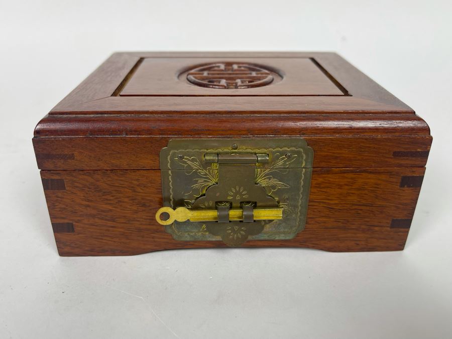 Chinese Wooden Jewelry Box From Neiman-Marcus Hong Kong 6W X 5D X 2.5H [Photo 2]