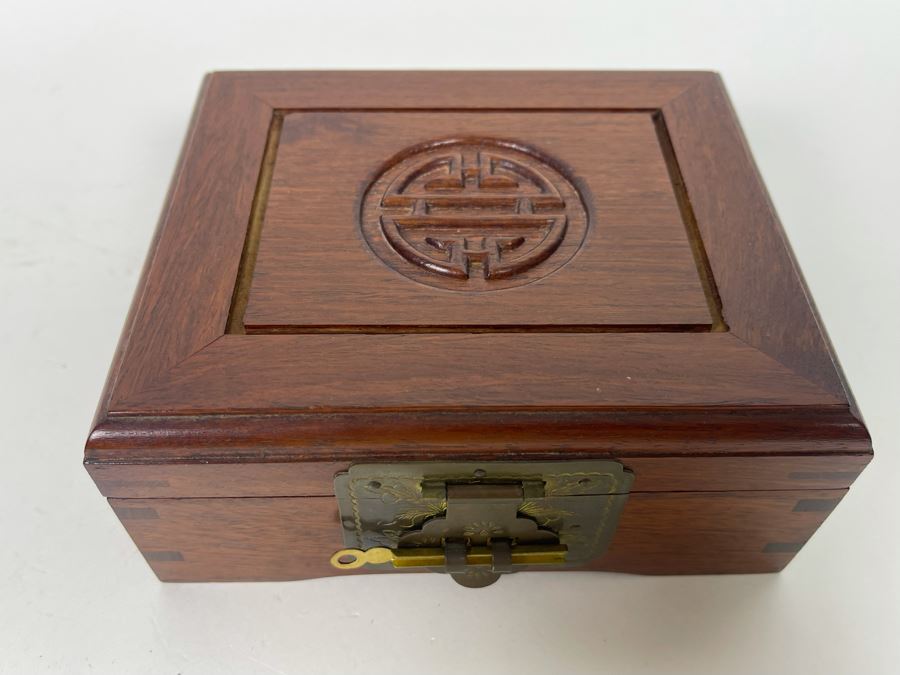 Chinese Wooden Jewelry Box From Neiman-Marcus Hong Kong 6W X 5D X 2.5H [Photo 3]