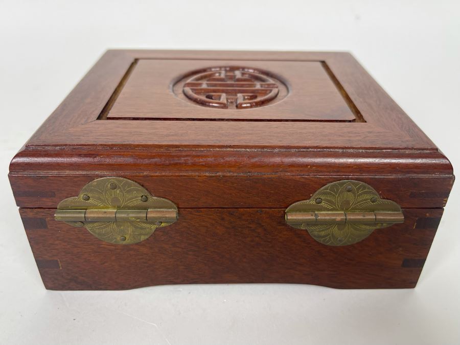 Chinese Wooden Jewelry Box From Neiman-Marcus Hong Kong 6W X 5D X 2.5H [Photo 4]