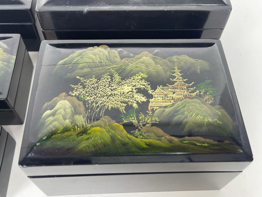 Set Of Five Lacquer Nesting Boxes 5.5W X 4D X 3H [Photo 5]