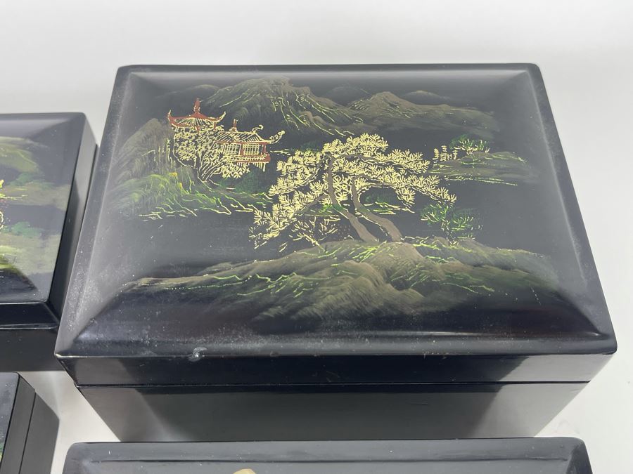 Set Of Five Lacquer Nesting Boxes 5.5W X 4D X 3H [Photo 6]