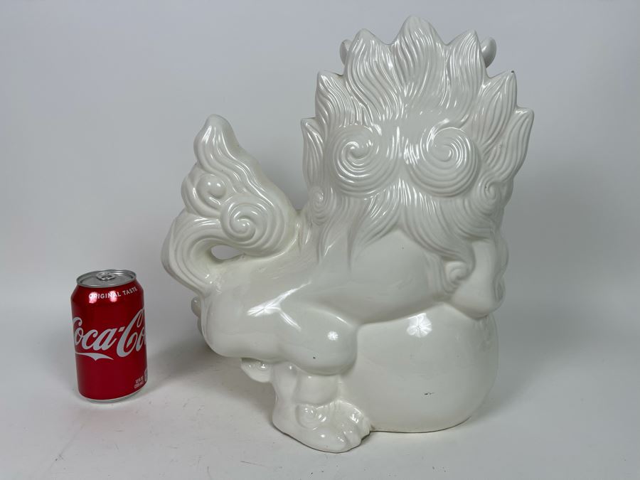 White Ceramic Foo Dog Sculpture 14W X 14H [Photo 4]