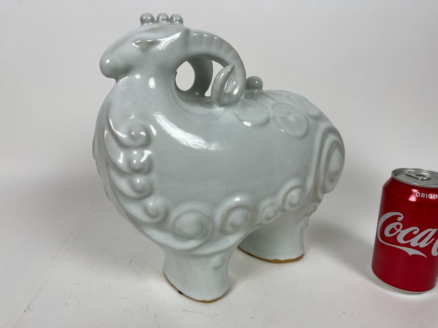 Decorative White Ceramic Ram Sculpture 12W X 10.5H [Photo 3]