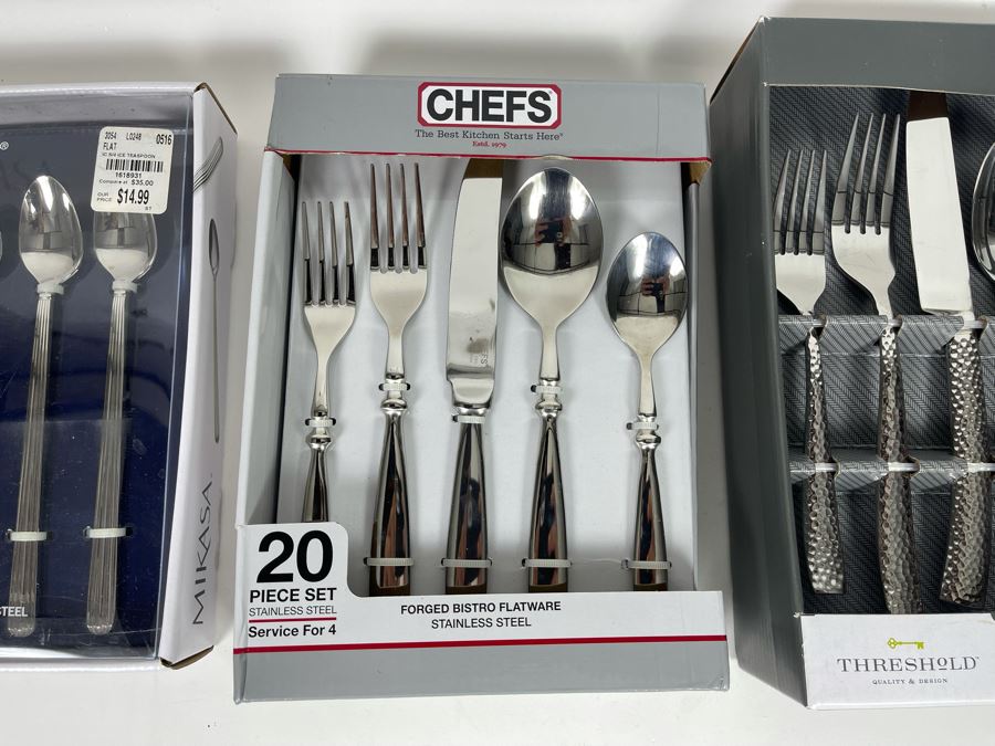 Three New Sets Of Stainless Steel Flatware   42757 F7xm 