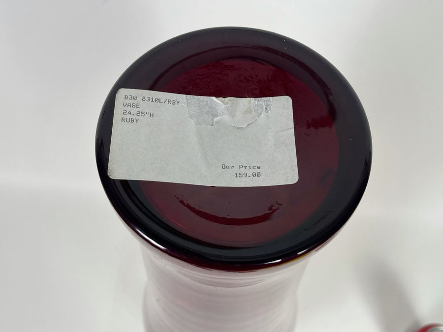 Large Ruby Red Blenko Glass Vase 24H Retails $159 [Photo 4]