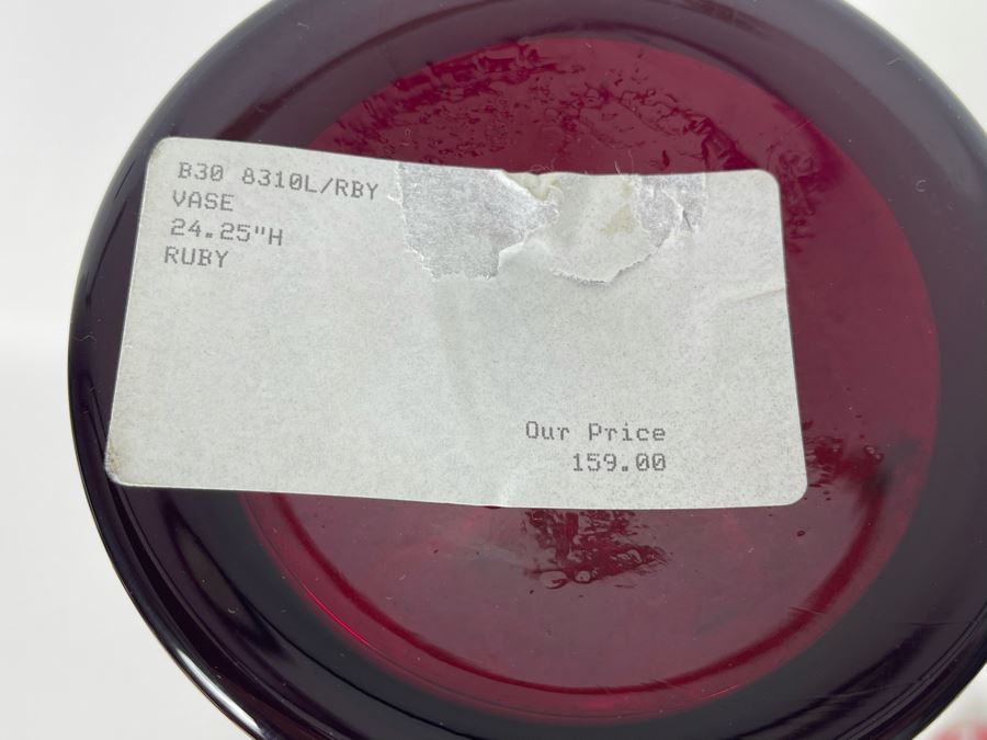 Large Ruby Red Blenko Glass Vase 24H Retails $159 [Photo 3]