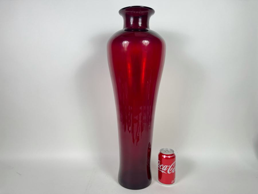 Large Ruby Red Blenko Glass Vase 24H Retails $159 [Photo 2]