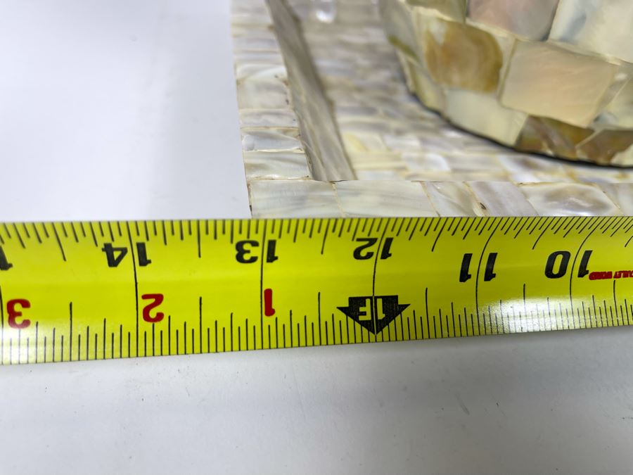 Mother Of Pearl Mosaic Vase 13H And Tray 13 X 11 [Photo 4]