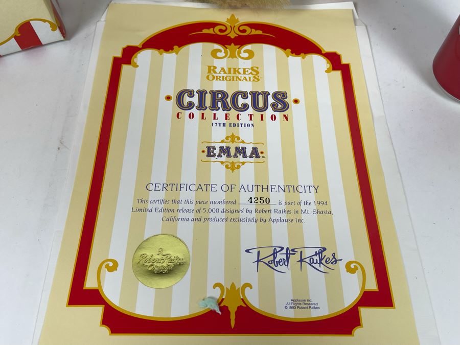 New Limited Edition Raikes Original Circus Collection Emma Wooden Bear With Cert And Box 18H [Photo 5]