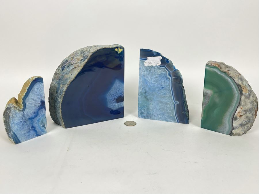 Set Of Four Polished Geode Bookends