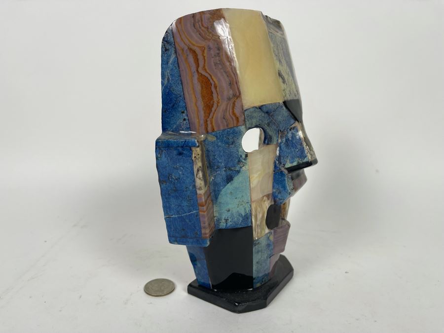 Inlaid Stone Mask Sculpture 6W X 8H [Photo 3]