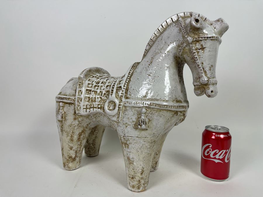 Decorative Asian White Ceramic Horse 17W X 7D X 15H [Photo 3]