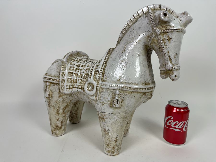 Decorative Asian White Ceramic Horse 17W X 7D X 15H [Photo 2]
