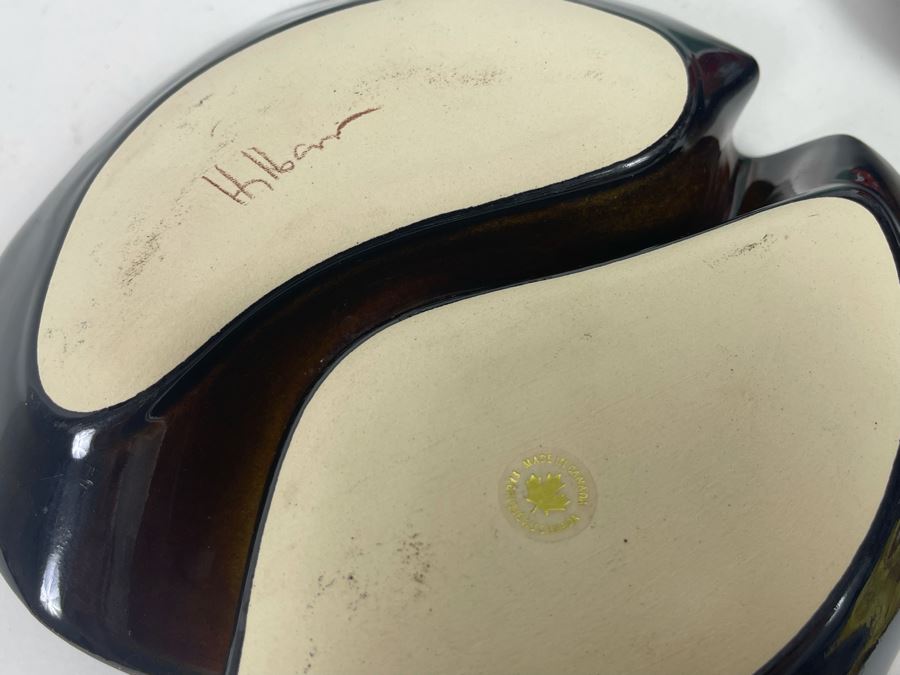 Collection Of Three Pottery Pieces (Two Signed) And Mid-Century Enamel Ashtray [Photo 9]