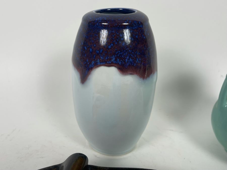 Collection Of Three Pottery Pieces (Two Signed) And Mid-Century Enamel Ashtray [Photo 7]