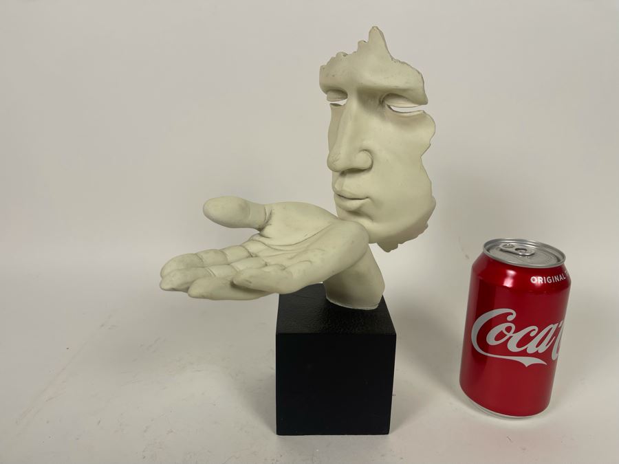 Floating Face And Hand Blowing Kiss Sculpture Signed TMS 2005 8W X 5D X 11H [Photo 3]