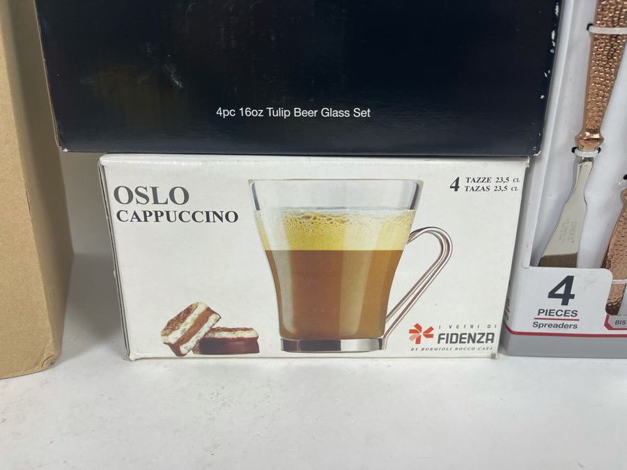New Kitchen Items Including 4 Tulip Beer Glasses, Stacking Coffee Mugs, Cappuccino Cups, Cheese Knife Set And Bistro Spreaders [Photo 4]