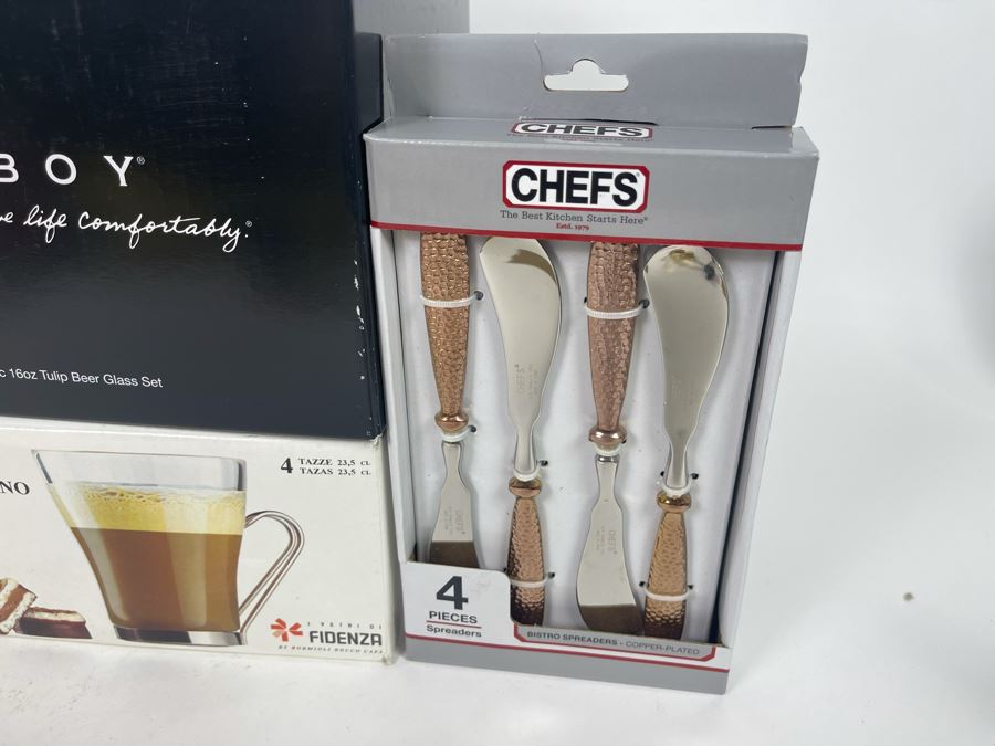 New Kitchen Items Including 4 Tulip Beer Glasses, Stacking Coffee Mugs, Cappuccino Cups, Cheese Knife Set And Bistro Spreaders [Photo 5]