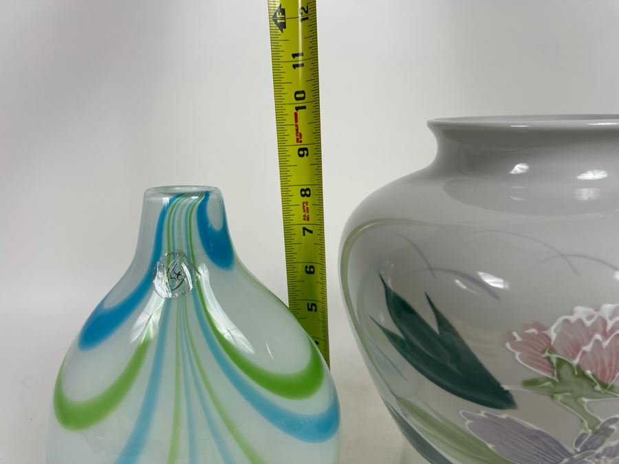 Glass And Porcelain Vase 10H [Photo 5]